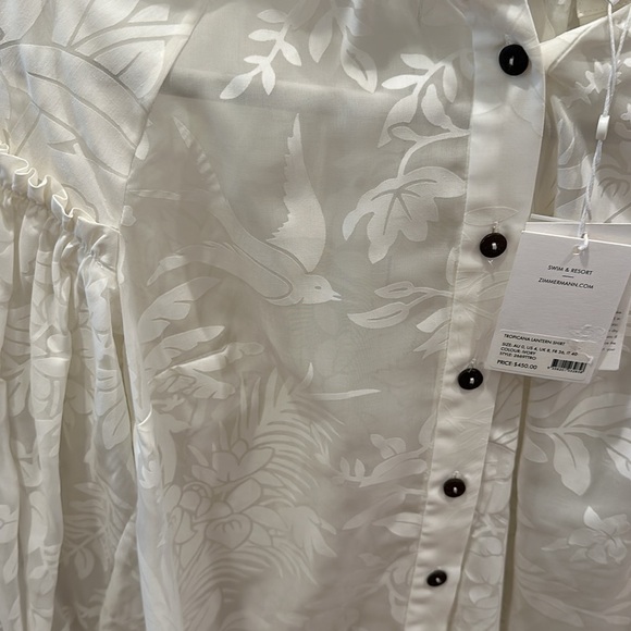 Zimmerman Tropicana Lantern Shirt Ivory Size 0 - Picture 4 of 7